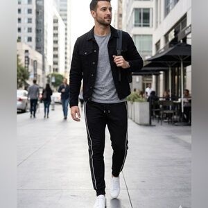 The Kooples Fleece And Leather Joggers